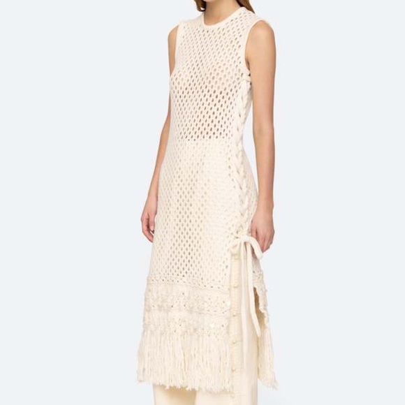 SEA NEW YORK Jesse Knit Crochet Fringe Wool Dress Size XS - Picture 4 of 12